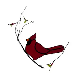 Artist- Andrew Reid ARCHONK Stained glass hanging cardinal on wire with beads
