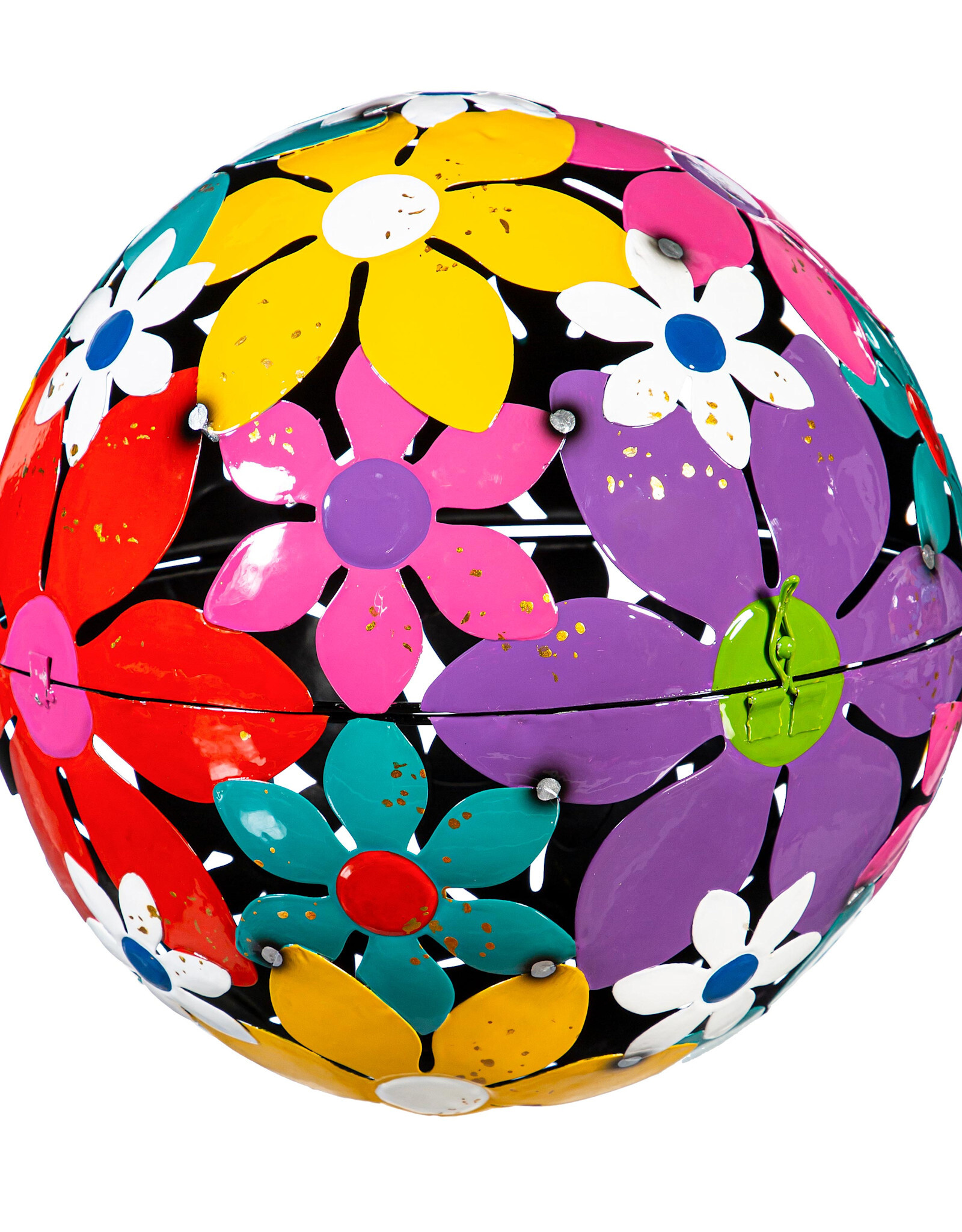 Evergreen Metal Floral Decorative Garden Ball, Set of 3