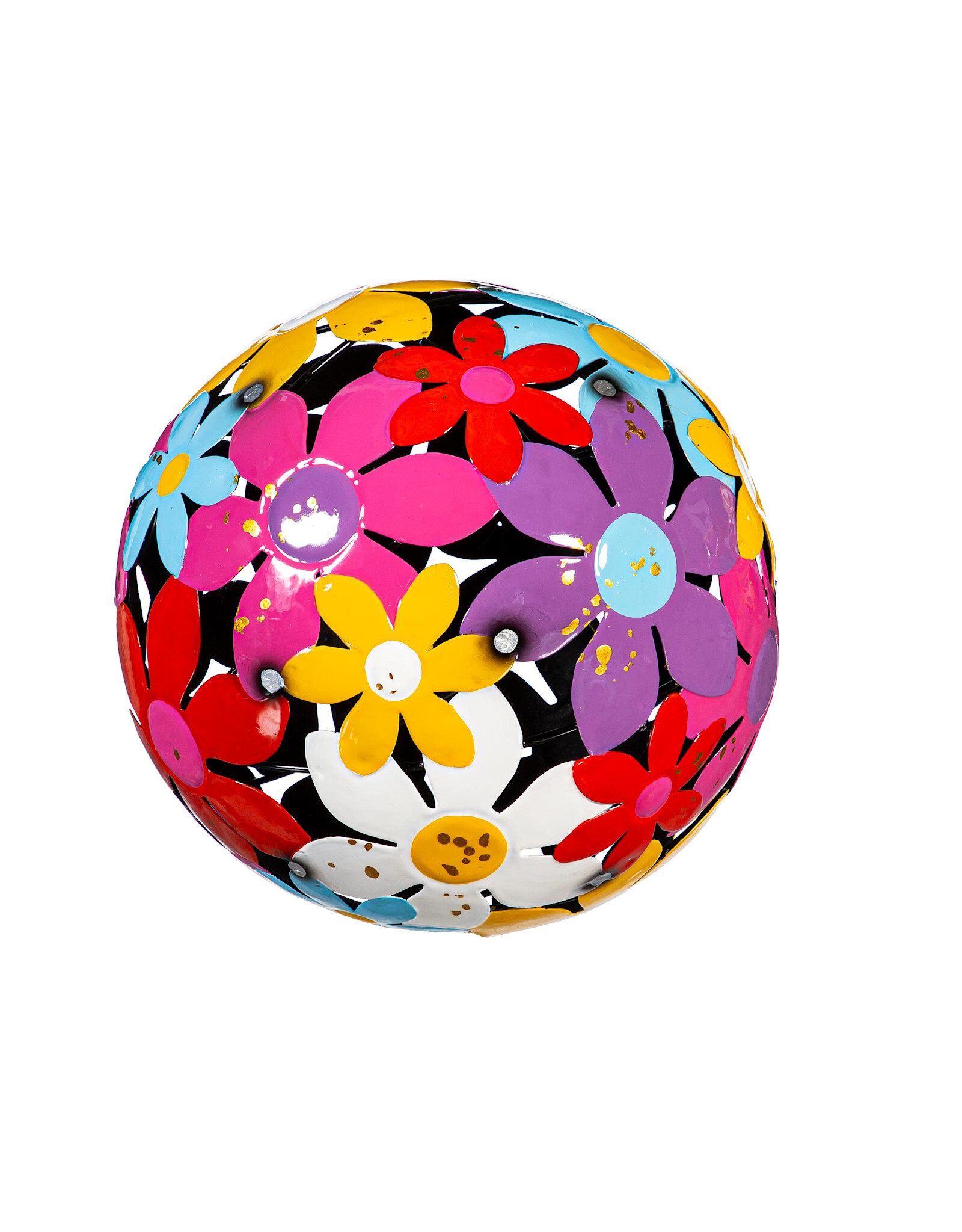 Evergreen Metal Floral Decorative Garden Ball, Set of 3