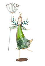 Evergreen Girl Holding Branch Metal Statuary with LED Lights