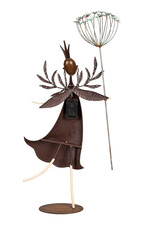 Evergreen Girl Holding Branch Metal Statuary with LED Lights