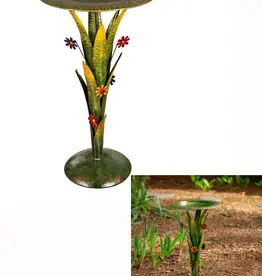 Evergreen Metal Bromelia Bird Bath