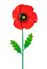 Evergreen Poppy Metal Garden Stake, 32",