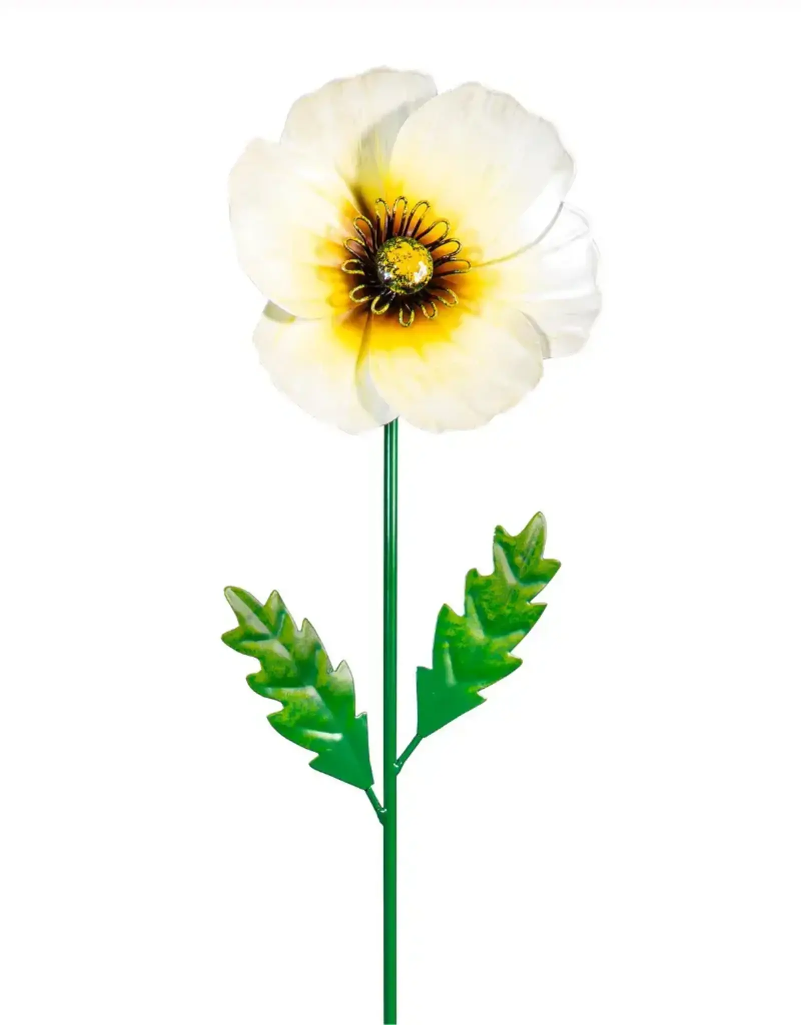 Evergreen Poppy Metal Garden Stake, 32",