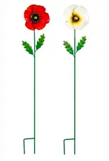 Evergreen Poppy Metal Garden Stake, 32",