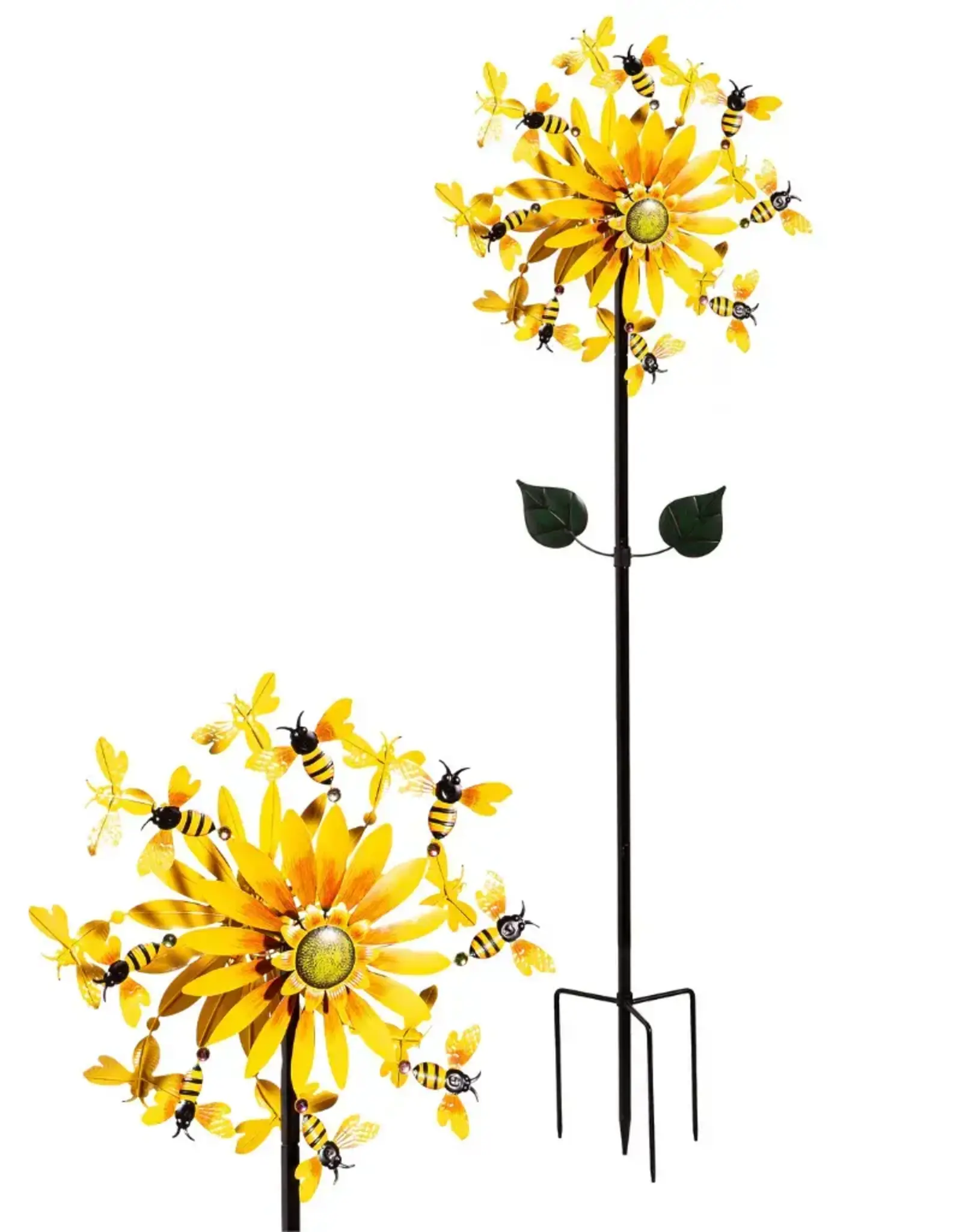 Evergreen Metal Wind Spinner, Sunflower & Bees, 75"H