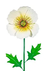 Evergreen Poppy Flowers Metal Garden Stake, 43"
