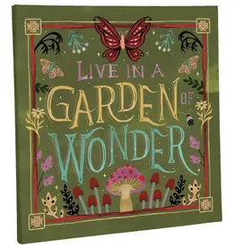 Evergreen 14" H x 14" L Outdoor Canvas, "Live in a Garden of Wonder"