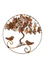 Evergreen Twisted Tree with Birds Circular Wall Décor, 12" L