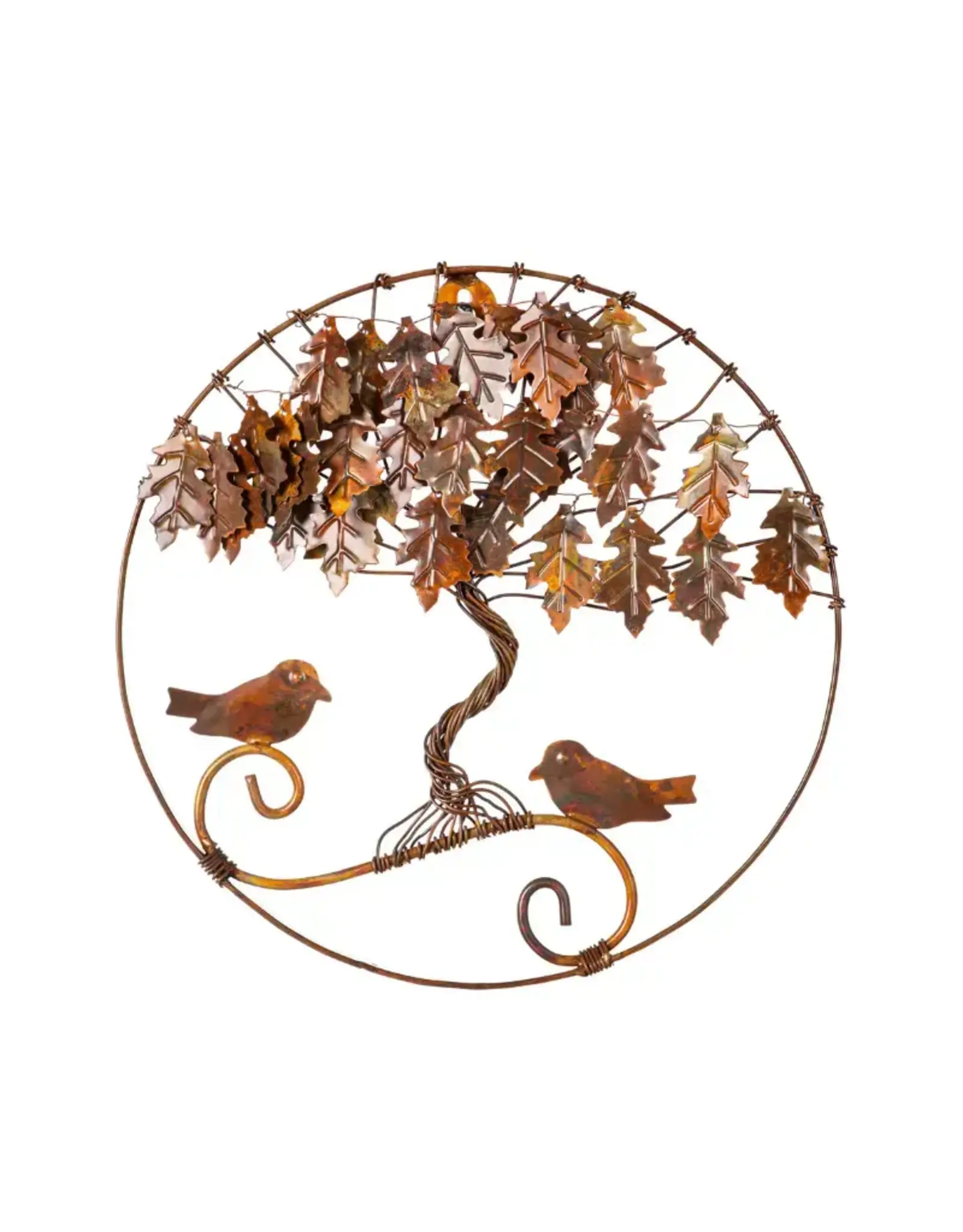 Evergreen Twisted Tree with Birds Circular Wall Décor, 12" L