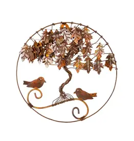 Evergreen Twisted Tree with Birds Circular Wall Décor, 12" L
