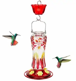 Kingsyard KY145CP Glass Floral Hummingbird Feeder w/moat