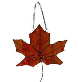 Artist- Andrew Reid ARMAPLELFM Stain Glass Maple Leaf- fancy  6" x  5"