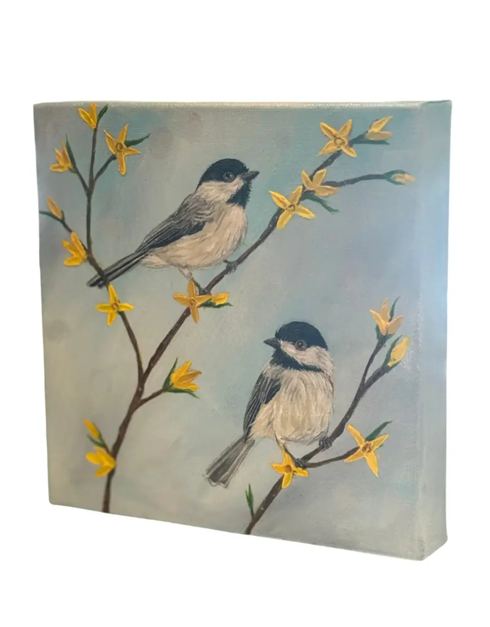 Alicia Galambos (PV Art) AGJUHA June and Hannah, Black Capped Chickadees  by Alicia Galambos Original 8x8"
