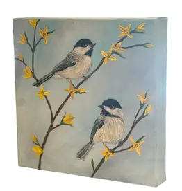 Alicia Galambos (PV Art) AGJUHA June and Hannah, Black Capped Chickadees  by Alicia Galambos Original 8x8"