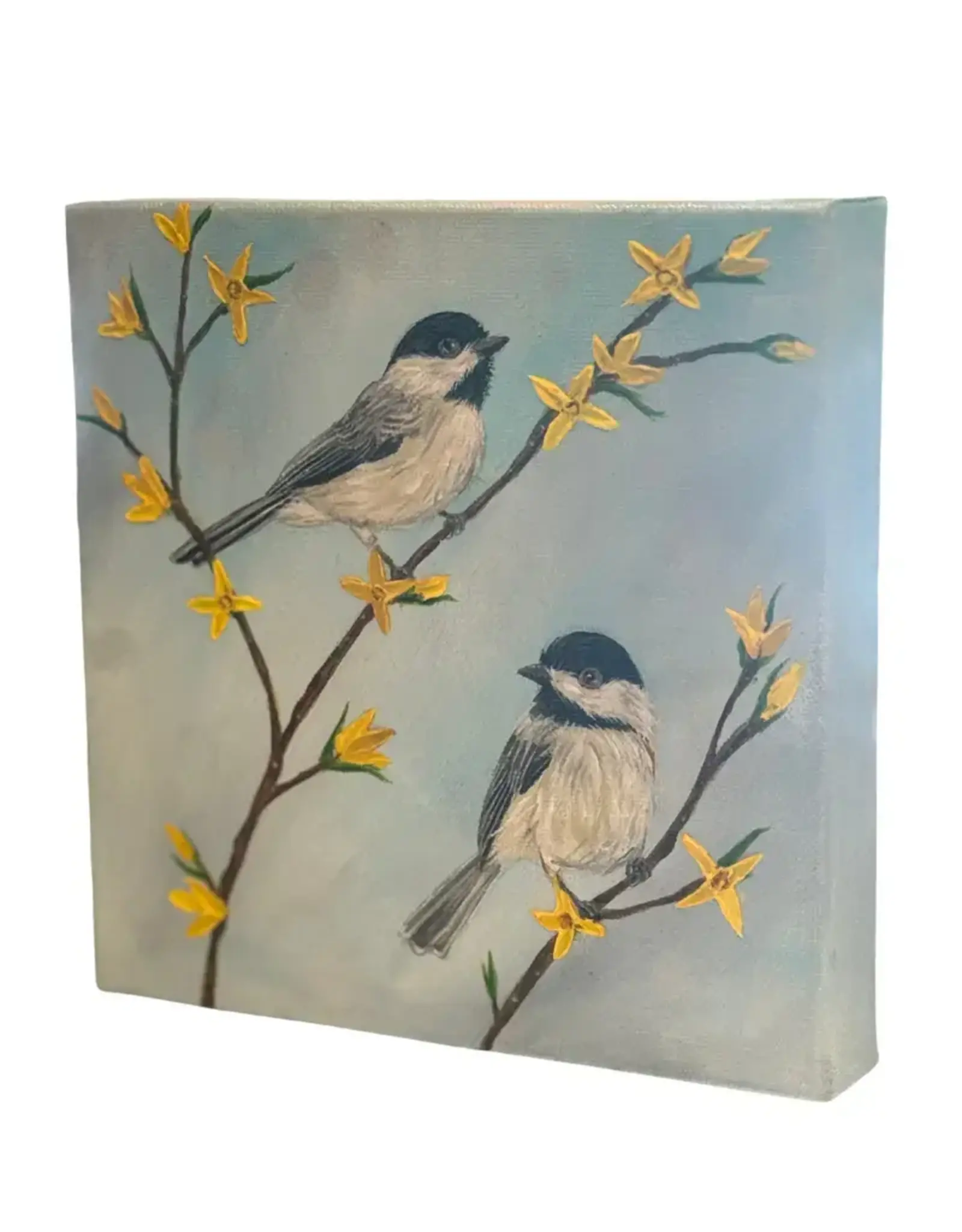Alicia Galambos (PV Art) AGJUHA June and Hannah, Black Capped Chickadees  by Alicia Galambos Original 8x8"