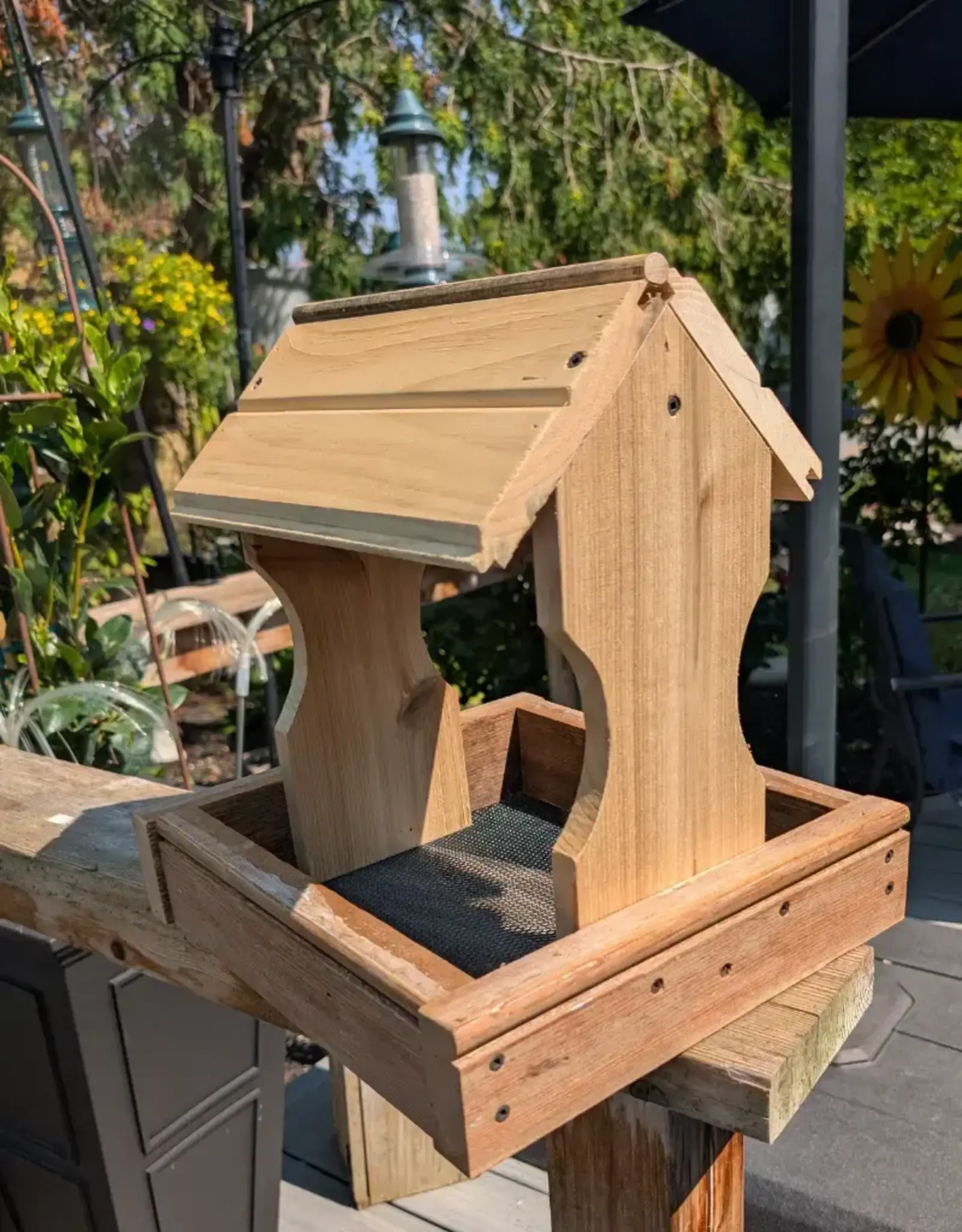 Artist Jean Long JL1304 Wood Fly-Through Platform Feeder by Jean Long