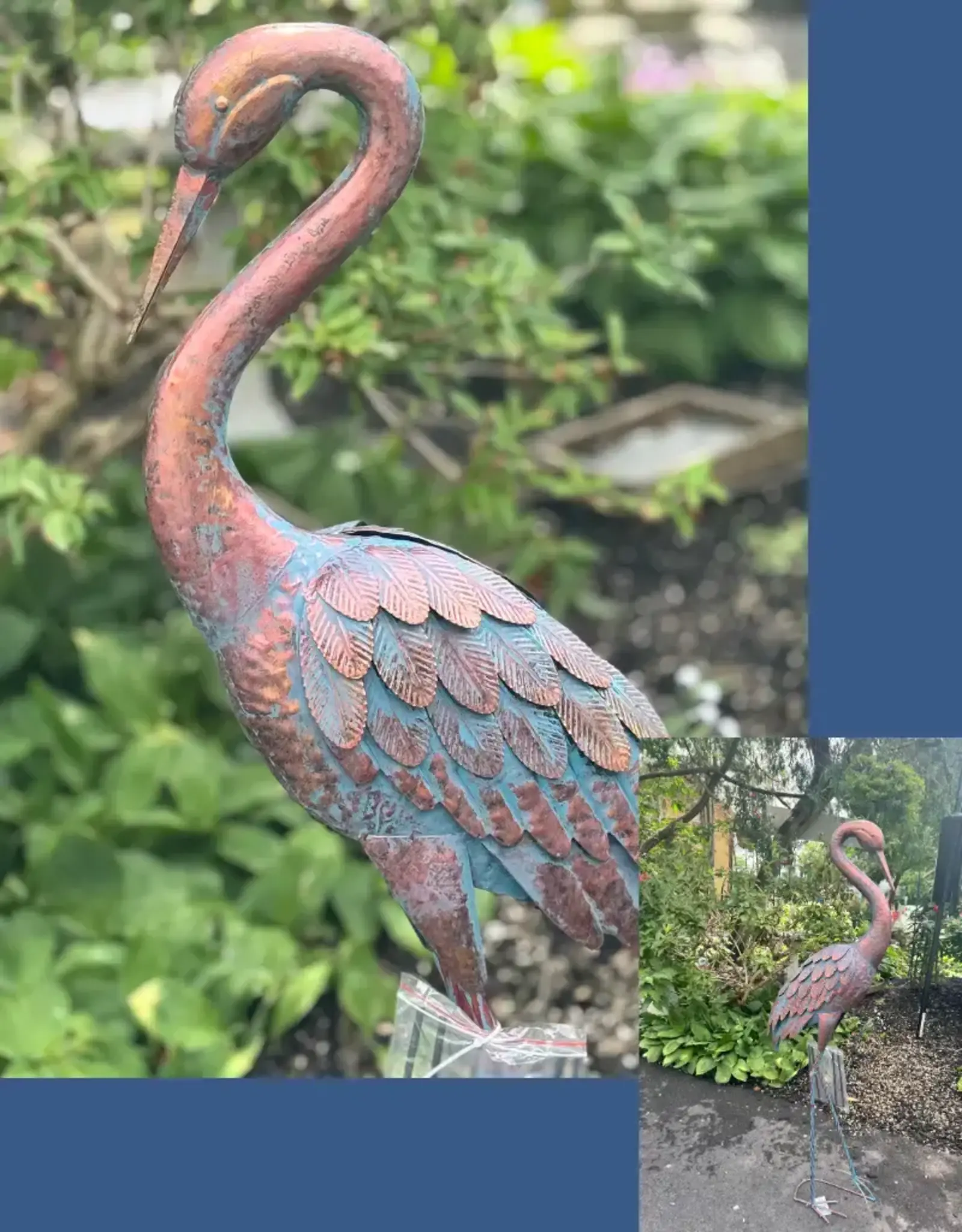 Panam Decor & Gifts PUI68083 Aged Metal Crane Head Down 48" tall
