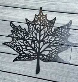 Panam Decor & Gifts PUI17364 Black Veined Maple Leaf Metal Wall Art