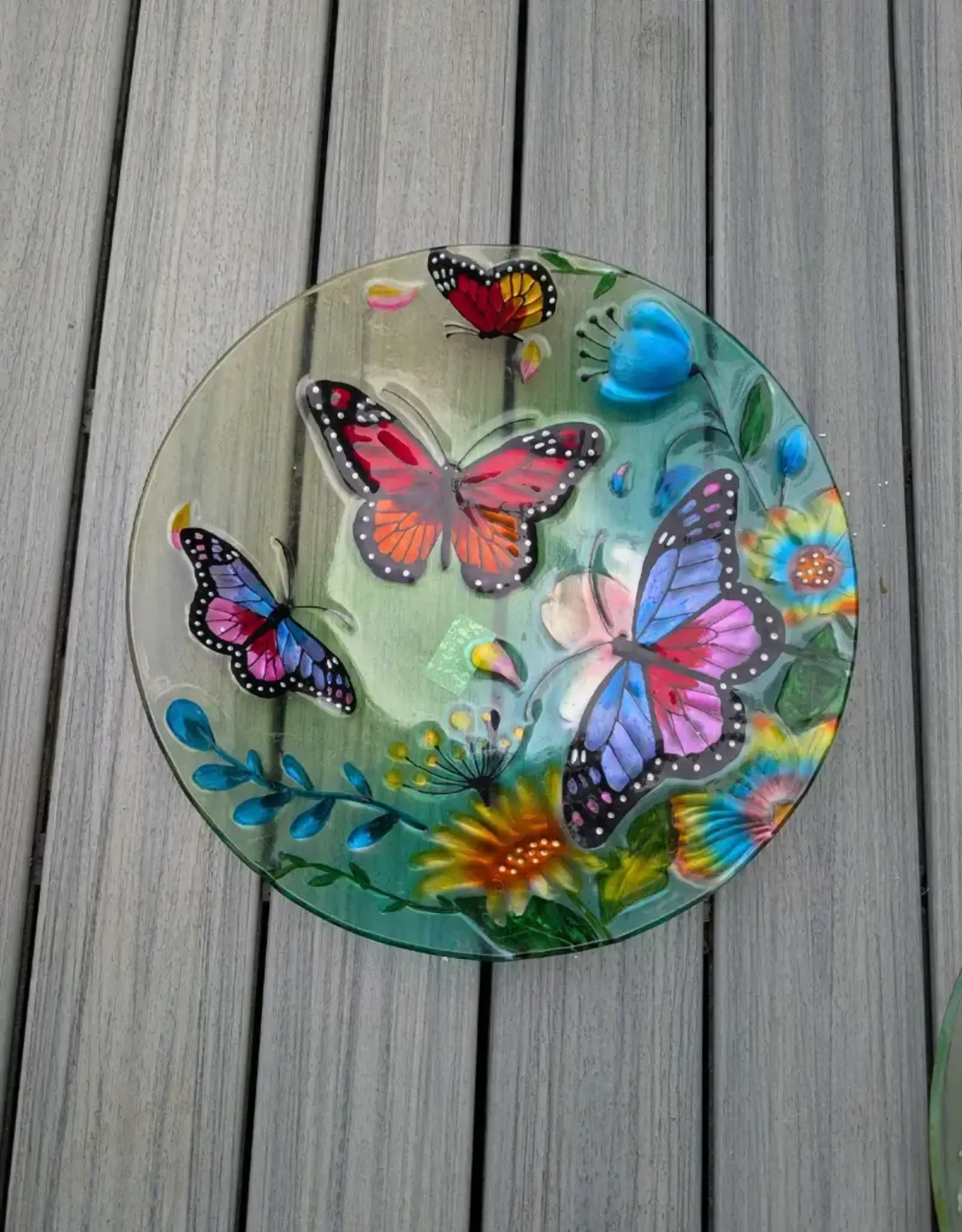 Evergreen Glass Birdbath