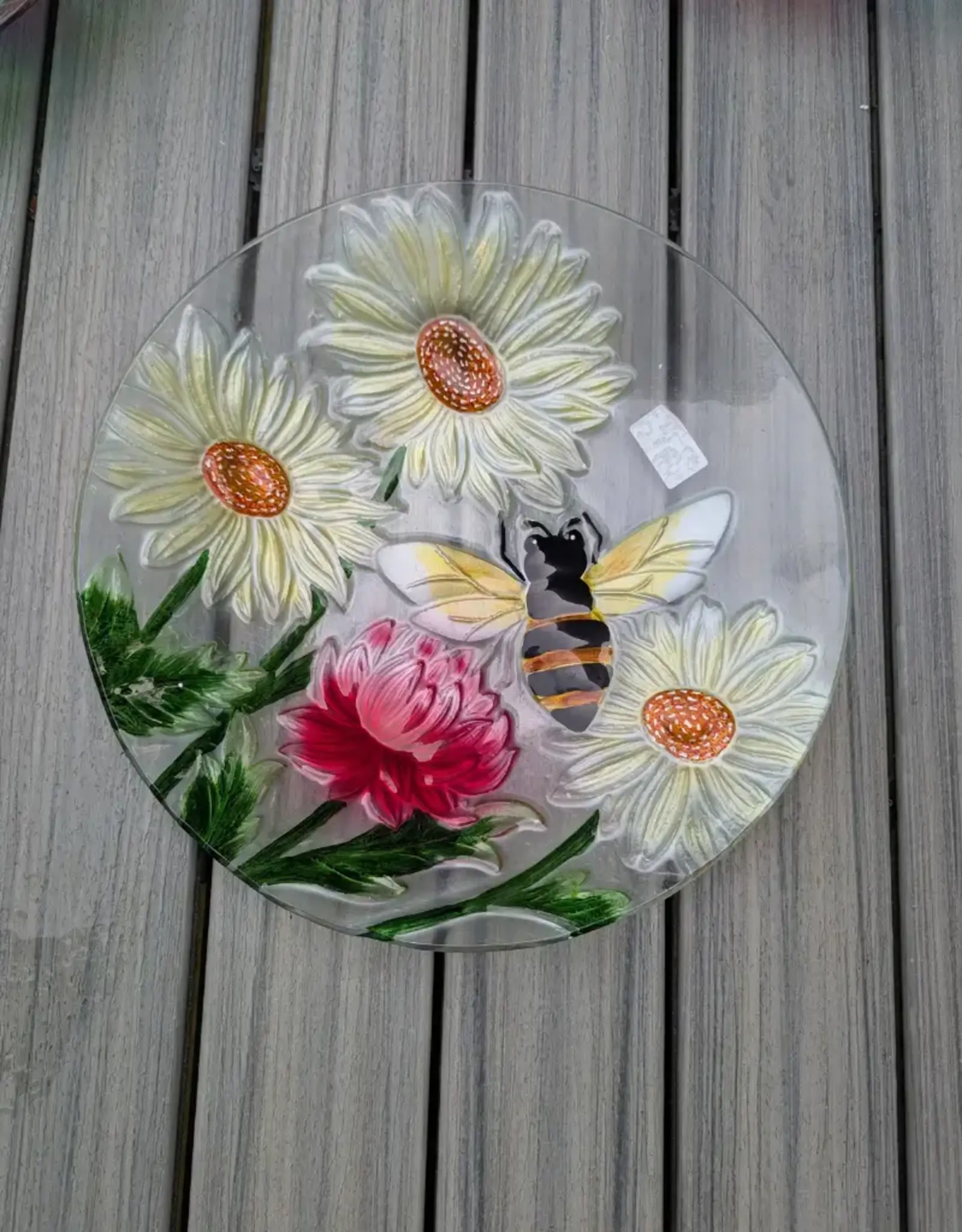 Evergreen Glass Birdbath