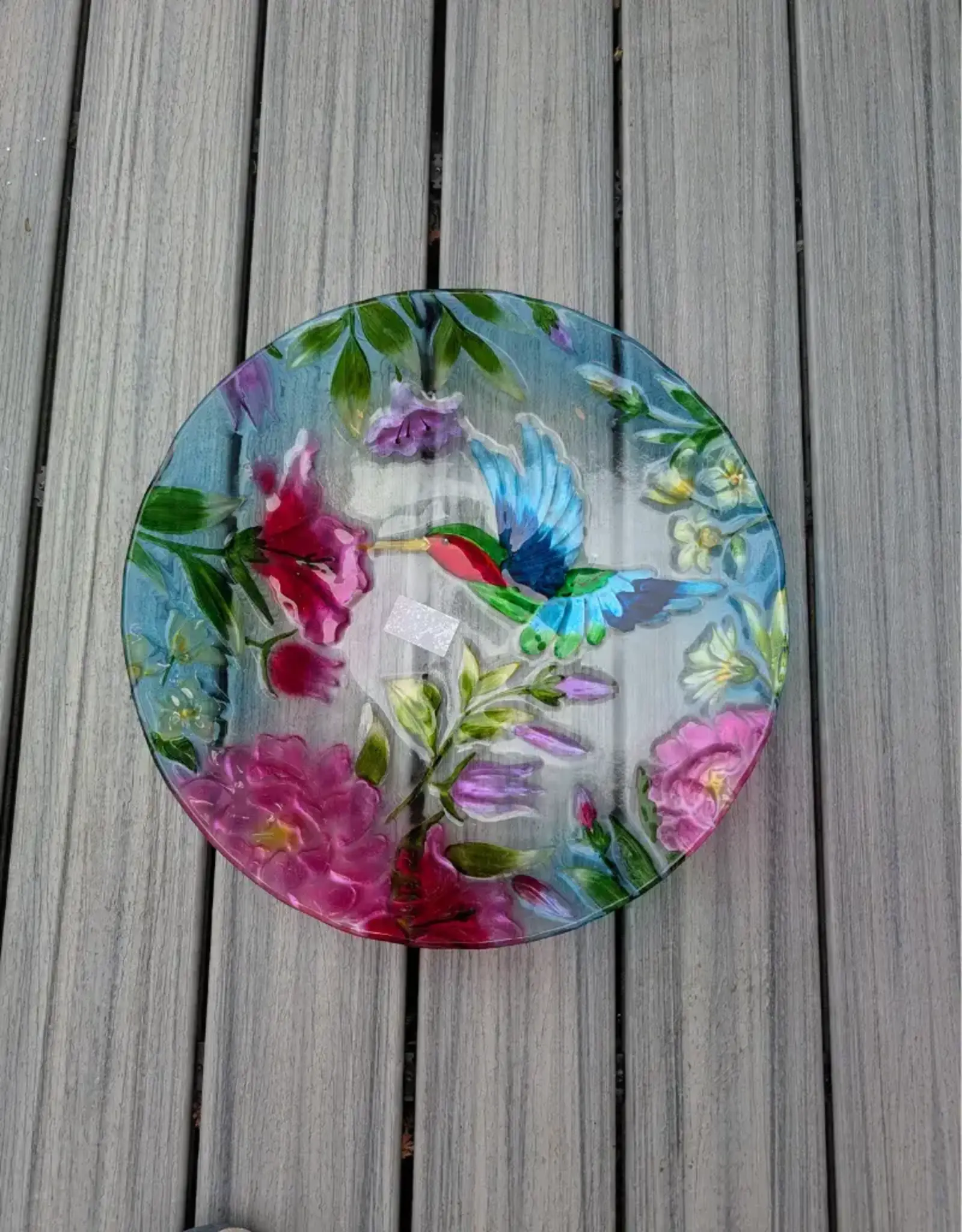 Evergreen Glass Birdbath