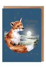 Wrendale Designs by Hannah Dale DYAWC220 Stargazing Thinking of you Fox Sympathy Gold foiled