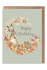 Wrendale Designs by Hannah Dale DYAWC221 Fungi Foray Happy Birthday Woodland Gold foiled