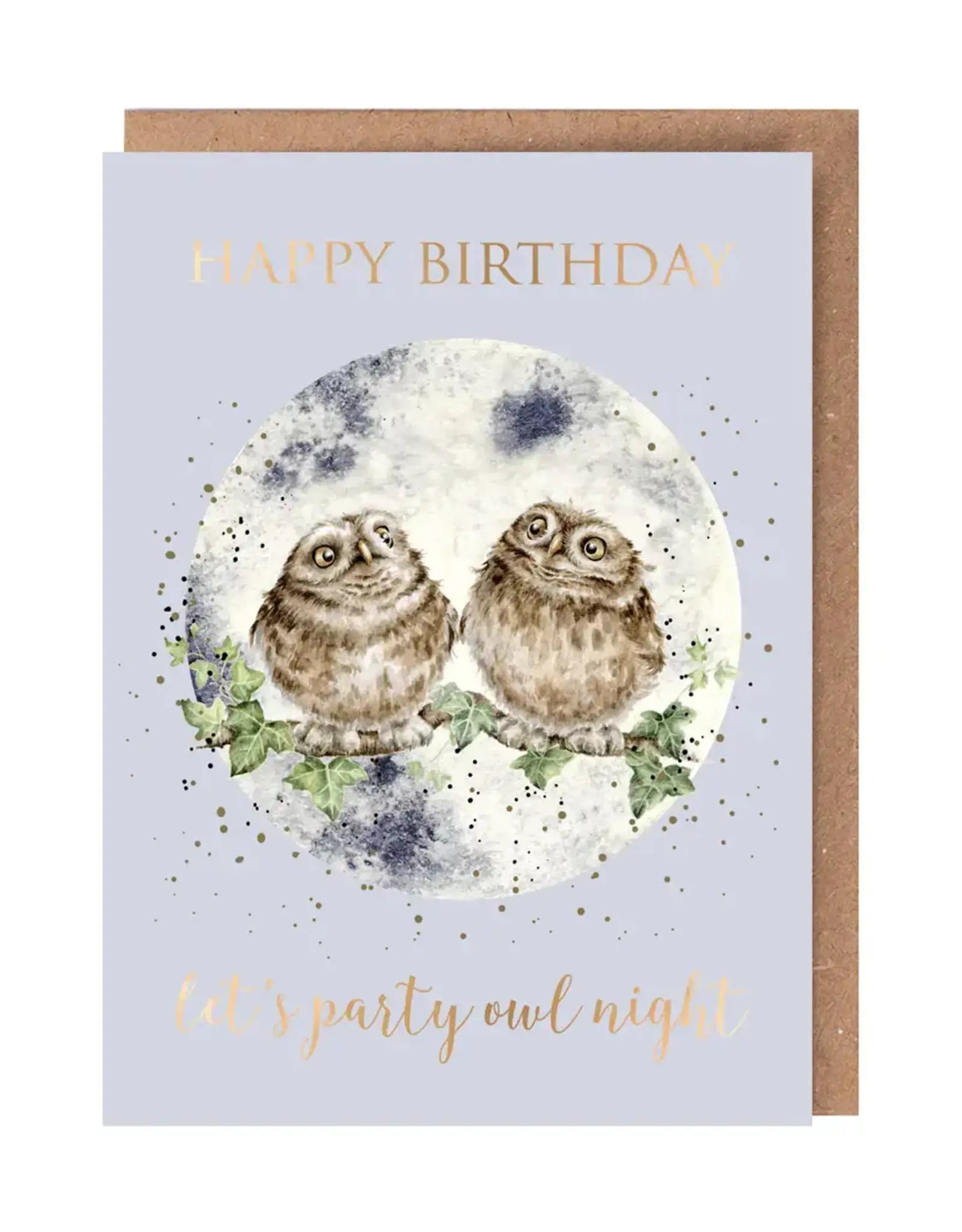 Wrendale Designs by Hannah Dale DYAWC226 Party Owl Night Gold Foiled