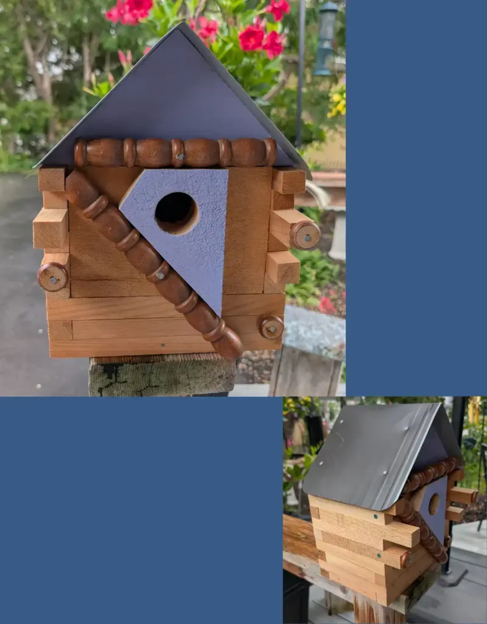 Artist Jean Long JL1031-1844 Jean Long rustic birdhouse w/ universal 1.5" hole