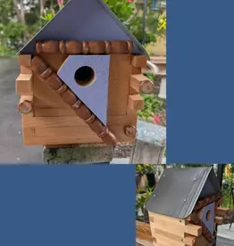 Artist Jean Long JL1031-1844 Jean Long rustic birdhouse w/ universal 1.5" hole