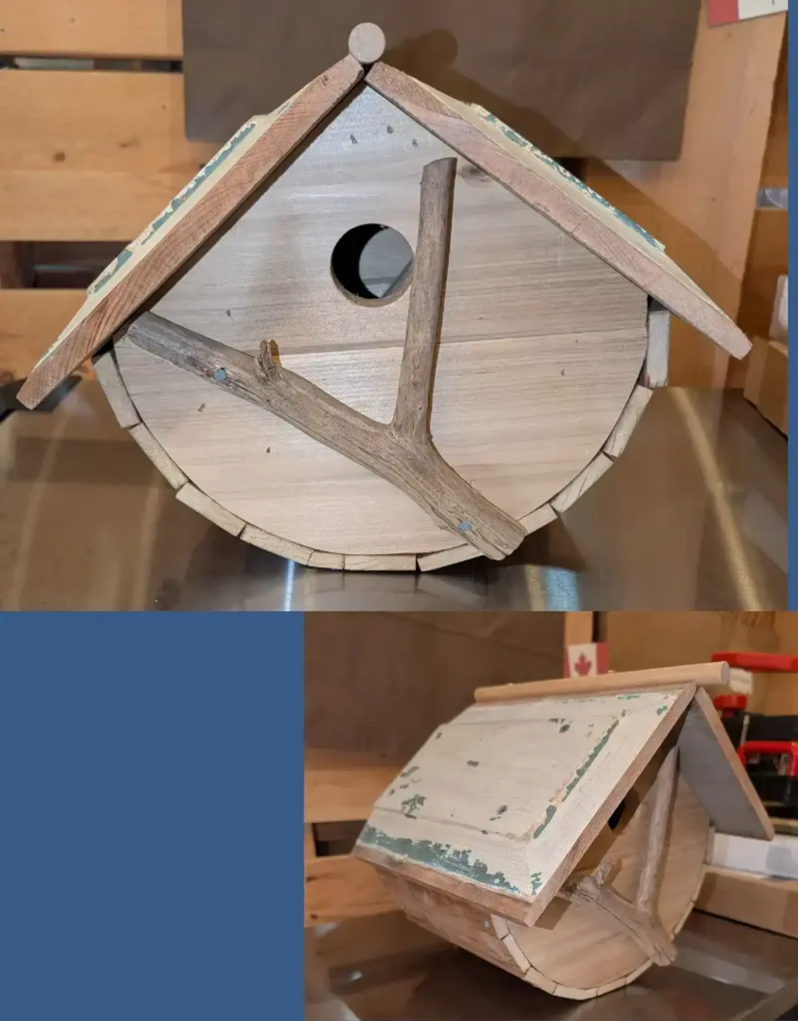 Artist Jean Long JL2226-1311 Jean Long rustic birdhouse w/ universal 1.5" hole