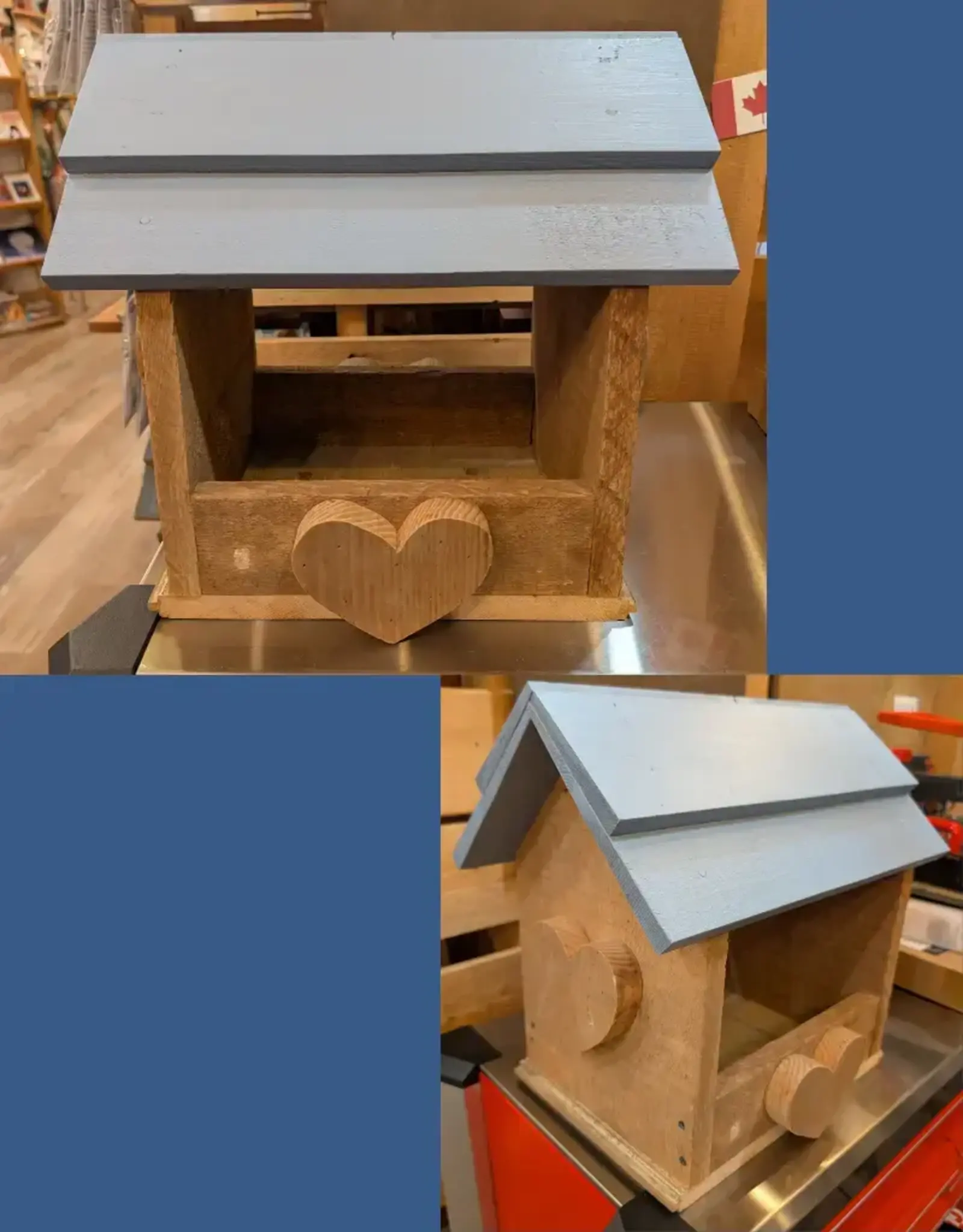 Artist Jean Long JL2232-1317 Jean Long rustic heart fly-through platform feeder