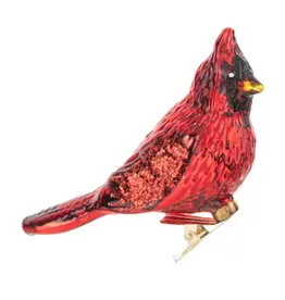 Ganz GZ23079 Cardinal Clip ornament, glass, 4 1/8" W. x 2 3/8" H.
