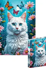 Enjoy Puzzle White Cat | 1000 Piece | AI Assistance