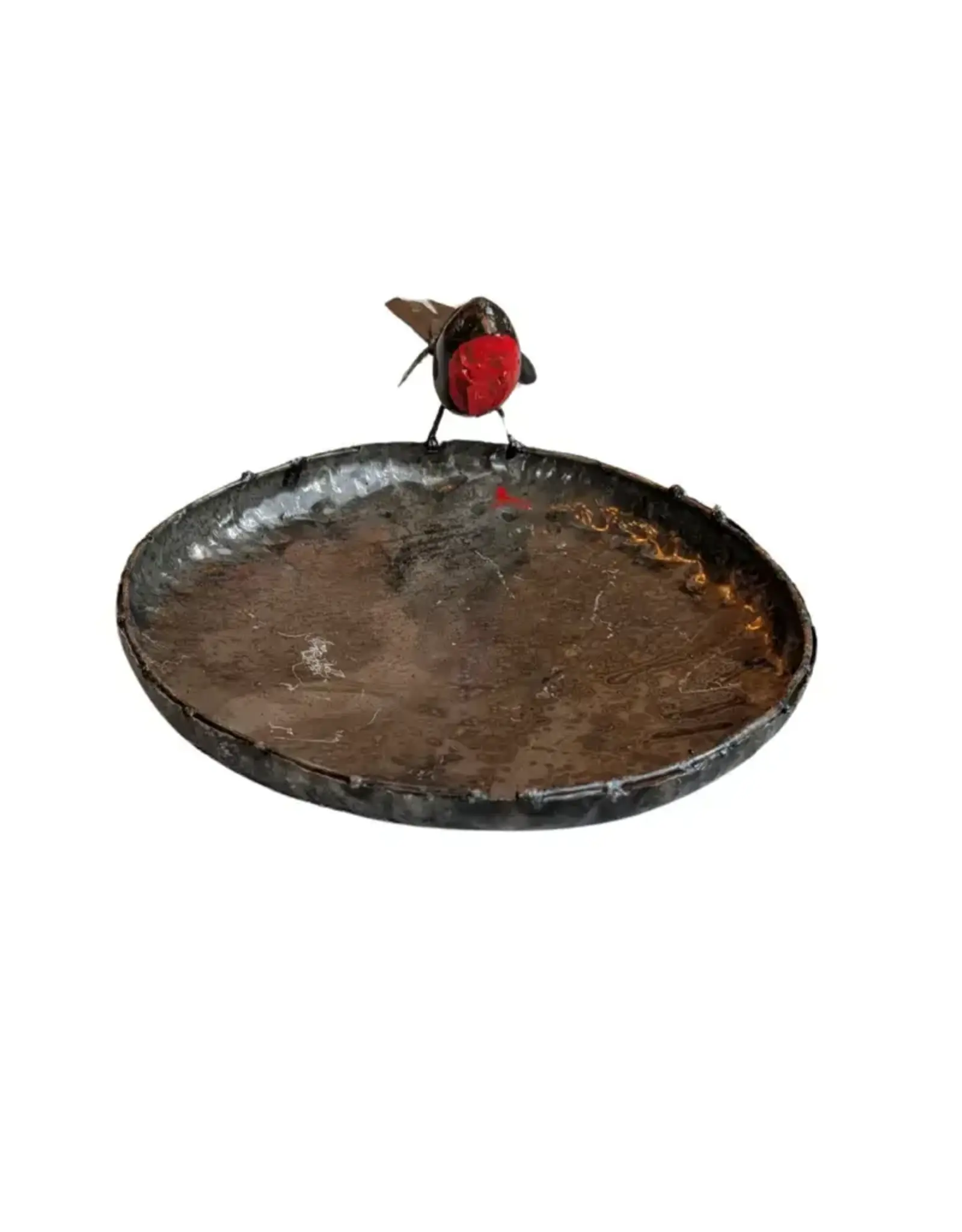 Zimba-Art ZA409342 Metal Large Happy Robin Birdbath