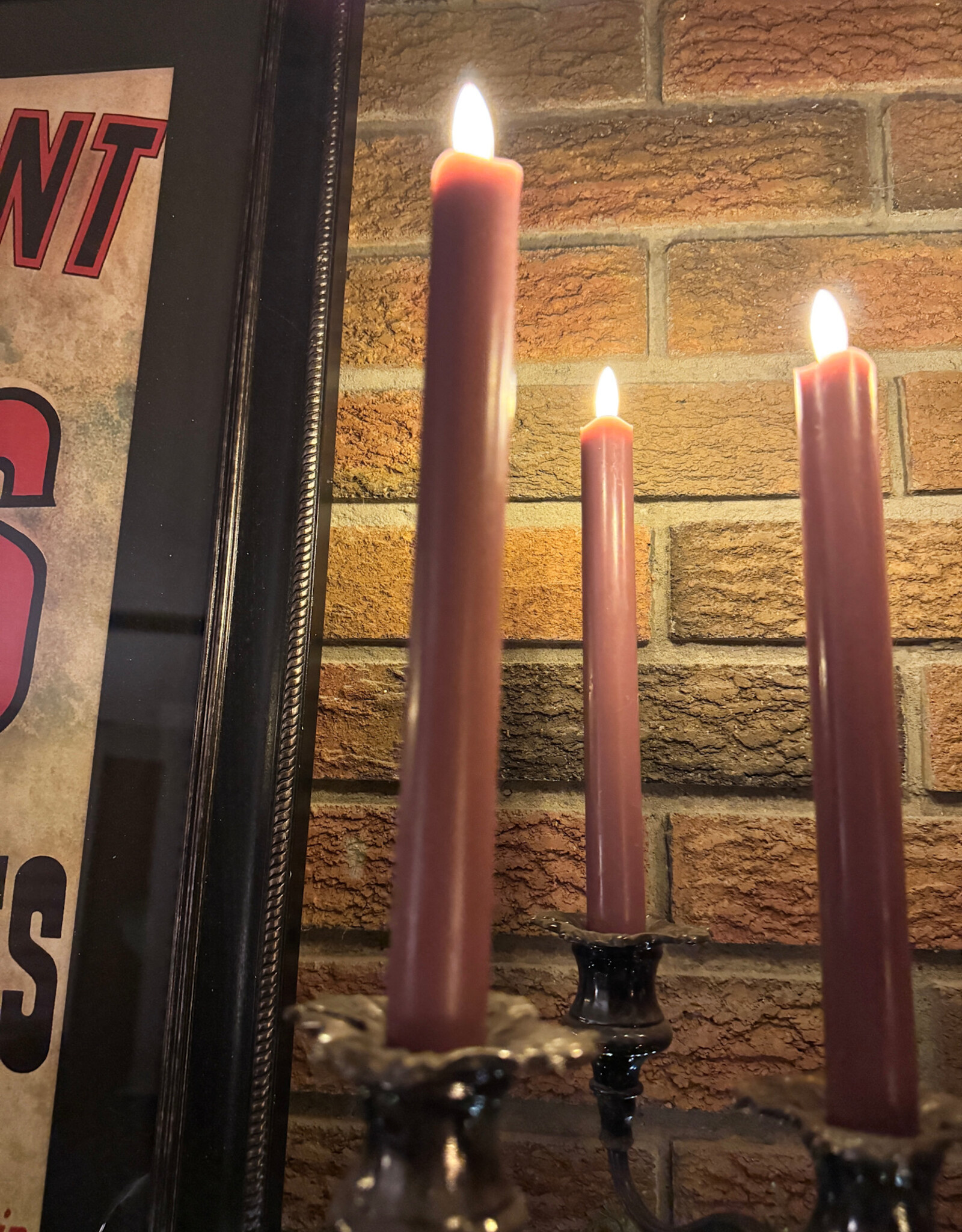 Set of 2 Rose LED Taper Candle-9.5"H