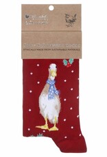 Wrendale Designs by Hannah Dale Duck Christmas Sock Christmas Scarves RED