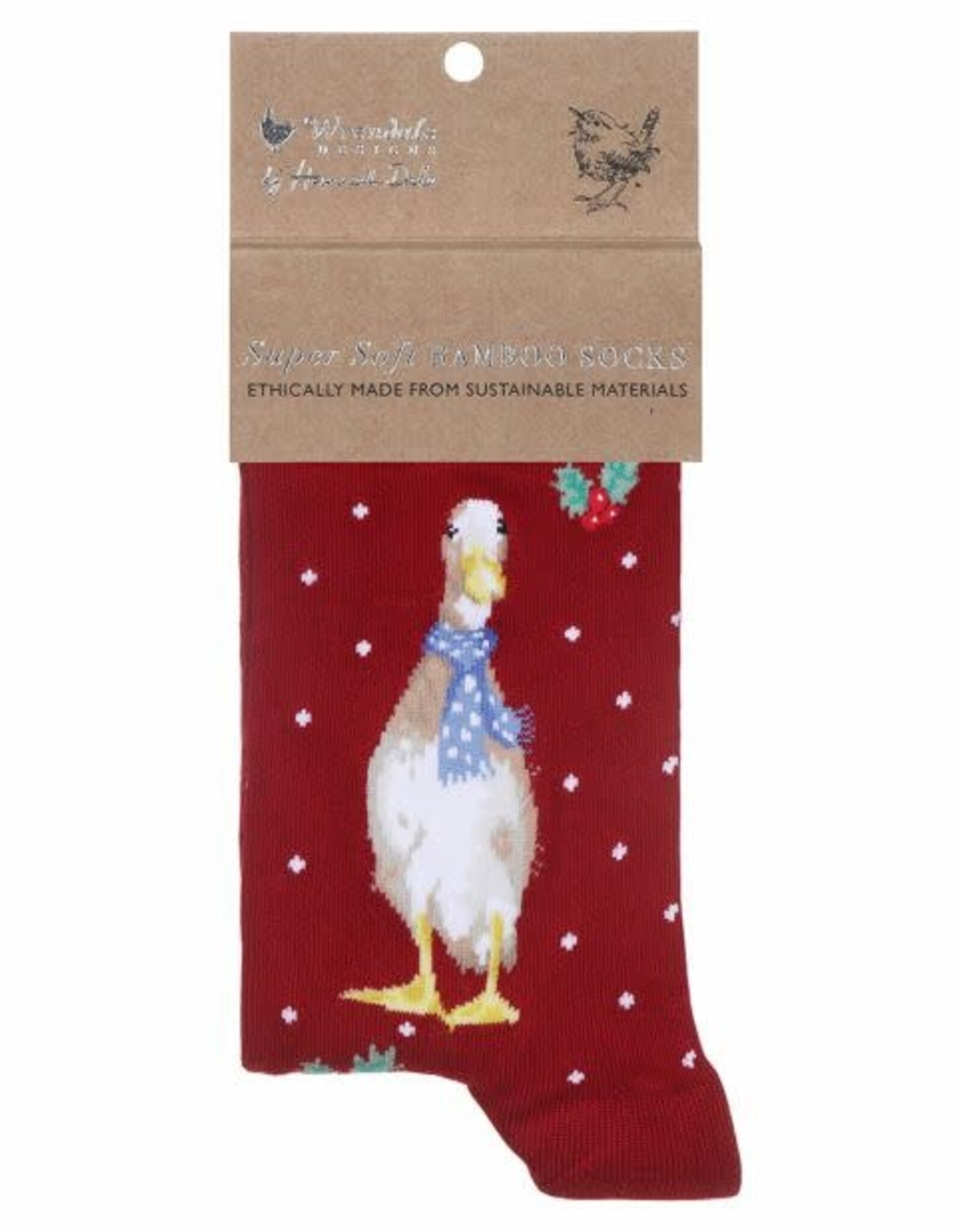 Wrendale Designs by Hannah Dale Duck Christmas Sock Christmas Scarves RED