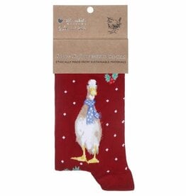Wrendale Designs by Hannah Dale Duck Christmas Sock Christmas Scarves RED