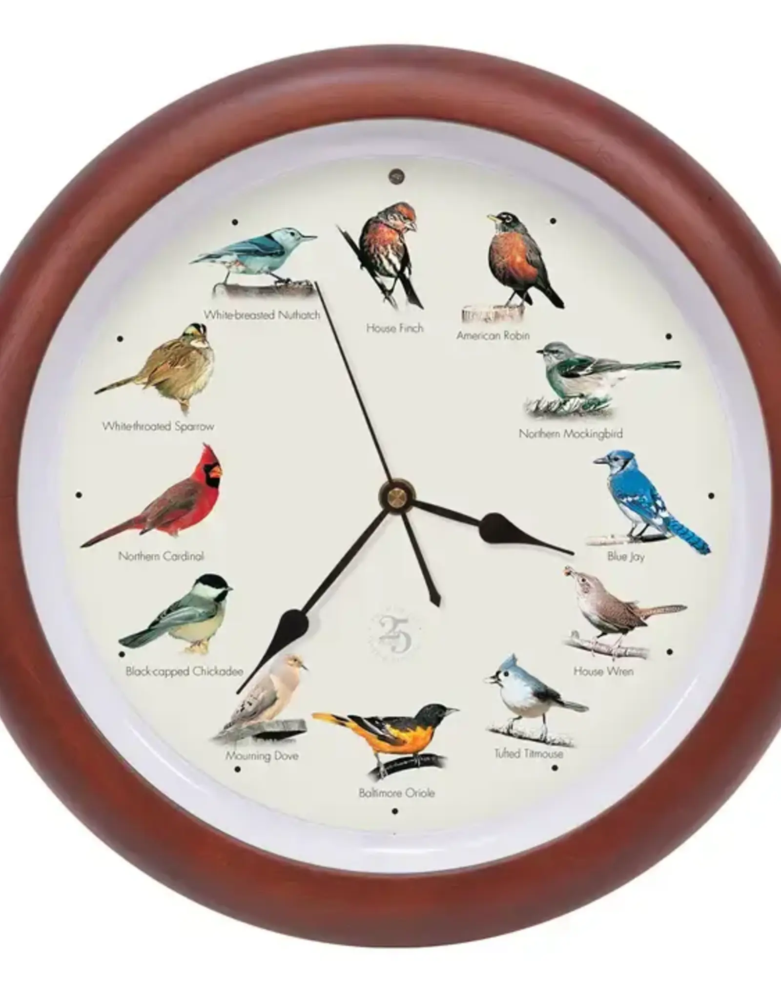 Audubon MFAAUD13 25th Anniversary Audobon Society Original Singing Bird Clock, 13", Cherry