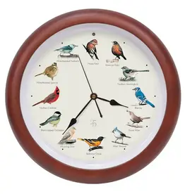 Audubon MFAAUD13 25th Anniversary Audobon Society Original Singing Bird Clock, 13", Cherry