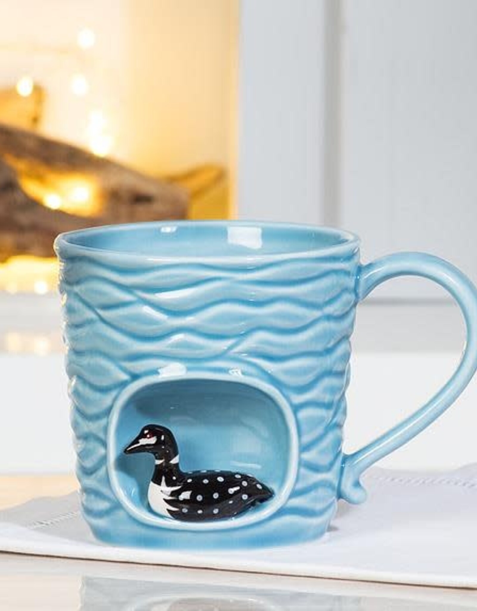 Abbott Wavy Mug w/Loon-4"H(14oz)