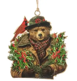 Abbott Bear in Coat & Hat Ornament-4.5"H