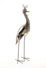 Zimba-Art Metal Large Natural White Crowned Crane