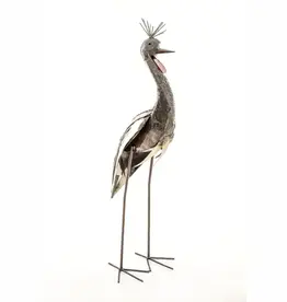 Zimba-Art Metal Large Natural White Crowned Crane