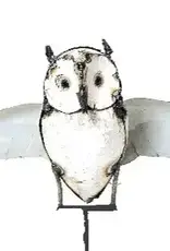 Zimba-Art Metal White Owl Open Wings garden stake