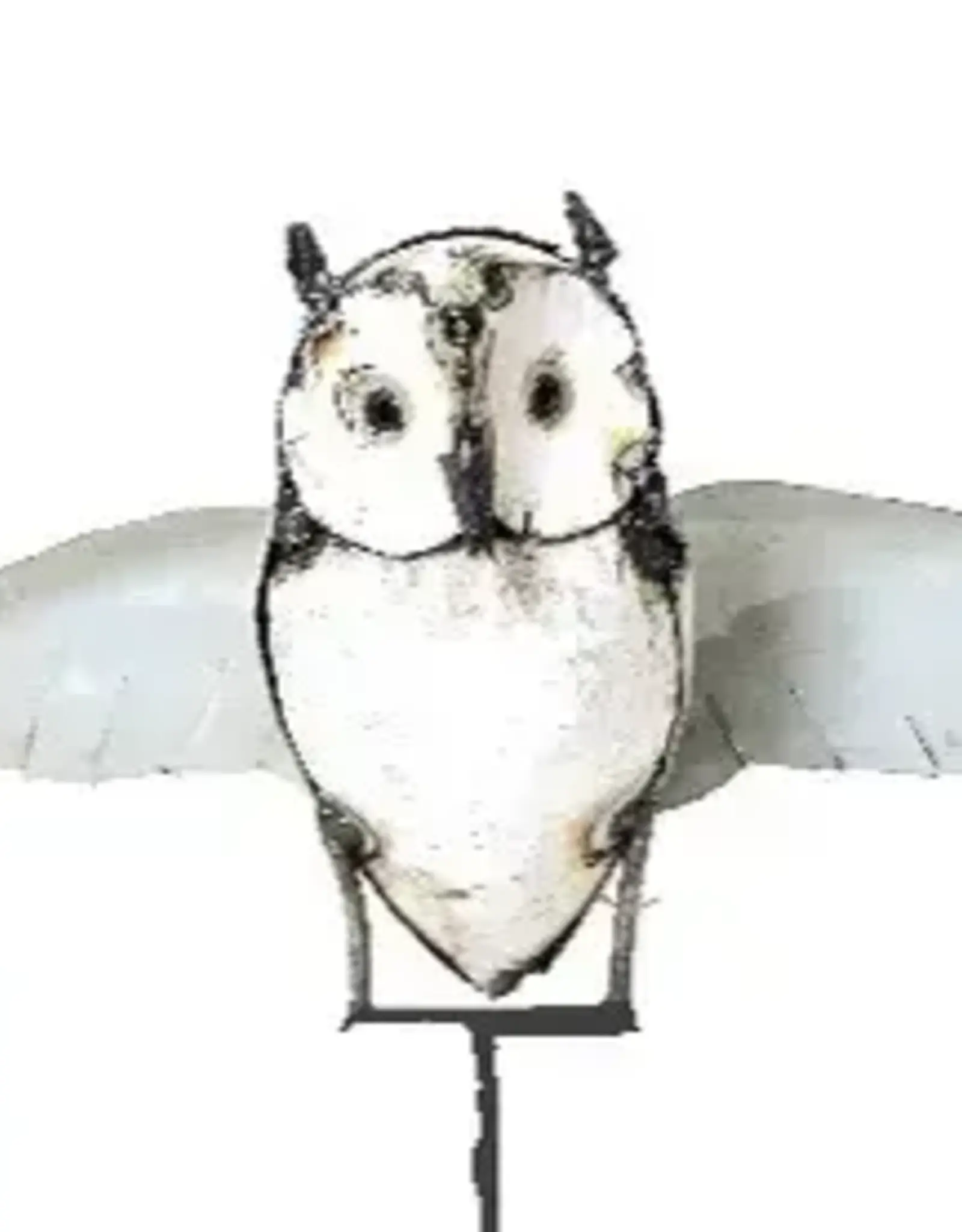 Zimba-Art Metal White Owl Open Wings garden stake