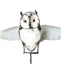 Zimba-Art Metal White Owl Open Wings garden stake