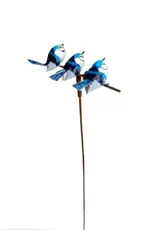 Zimba-Art Metal Happy Blue Jay Family of 3 garden stake